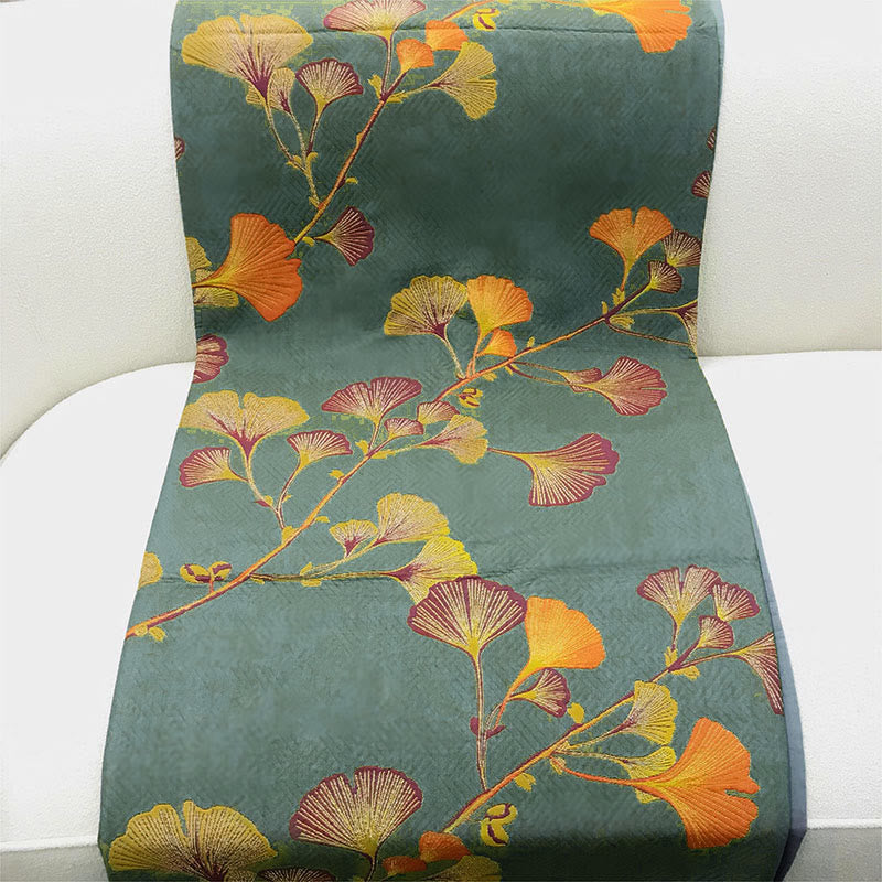Reversible Jacquard Ginkgo Throw Blanket