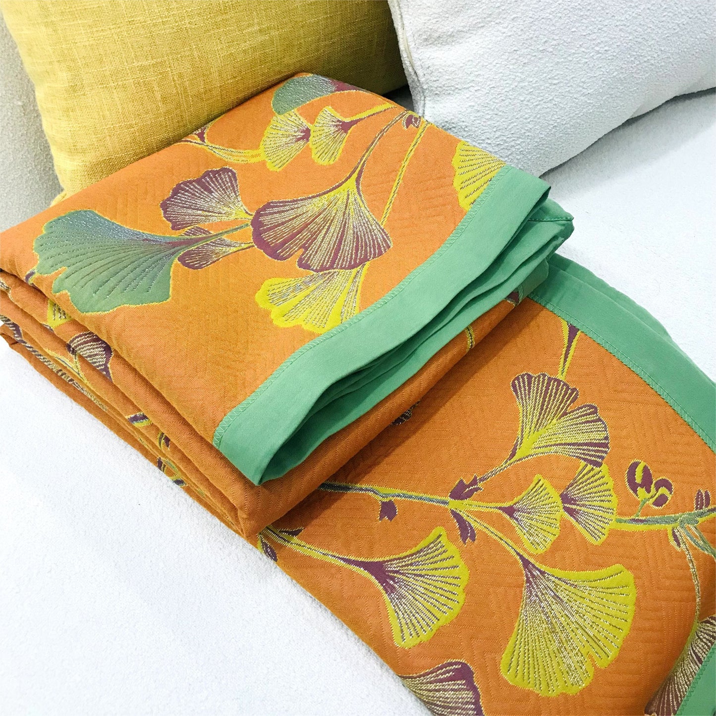 Reversible Jacquard Ginkgo Throw Blanket