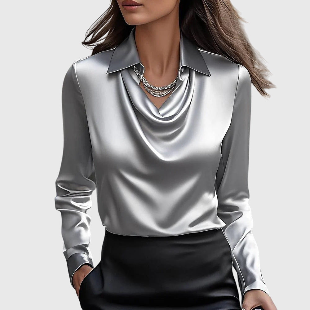 Women’s Satin Cowl Neck Blouse