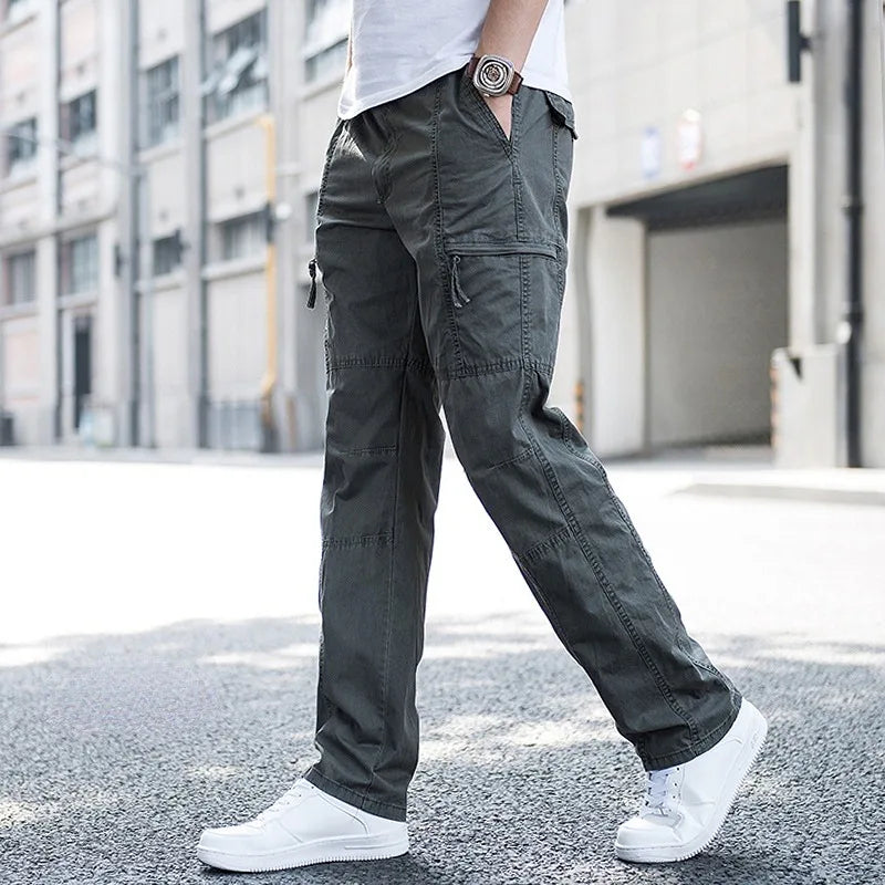 Men’s Cargo Pants with Elastic Waist and Utility Pockets