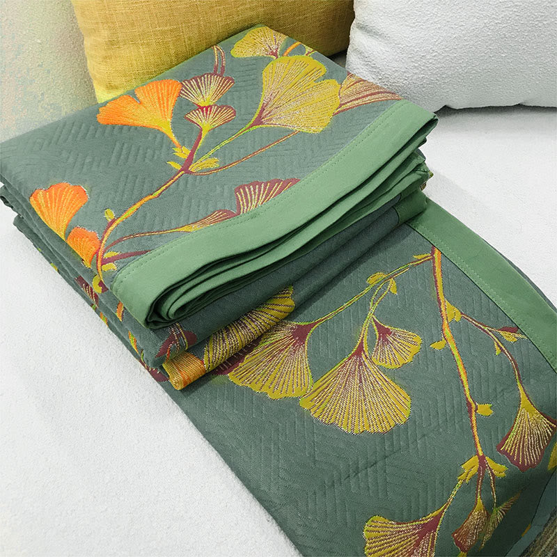 Reversible Jacquard Ginkgo Throw Blanket