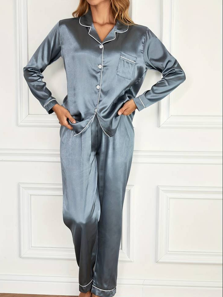 Women’s Satin Pajama Set – Luxury 2-Piece Sleepwear