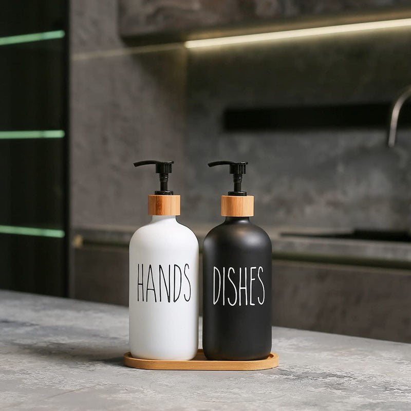 Hands & Dishes Soap Dispenser Set with Tray