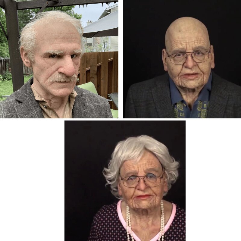 Realistic Old Man Halloween Mask - Movable Mouth Horror Latex Hood