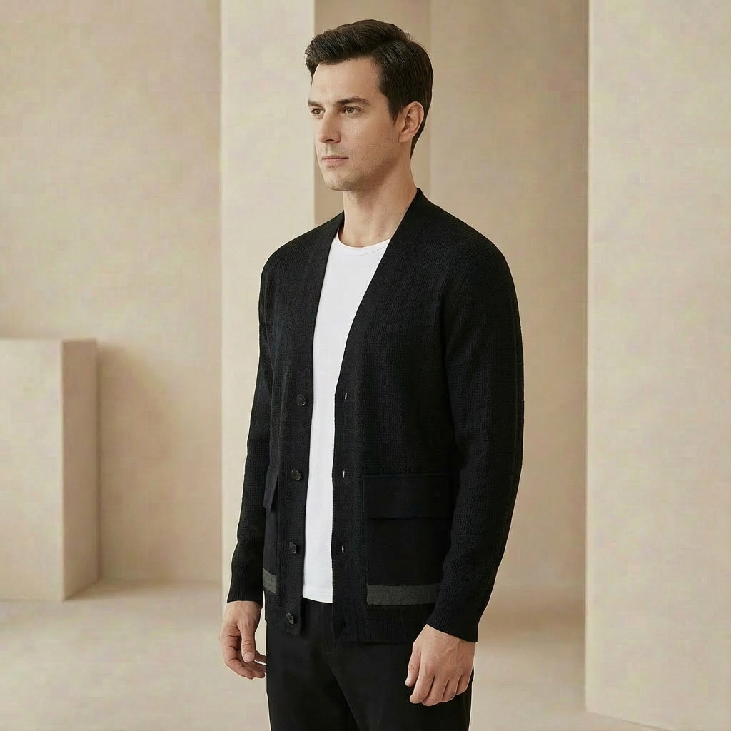 Men's Ribbed Relaxed Fit Cardigan - Cozy Open Front Knit Sweater