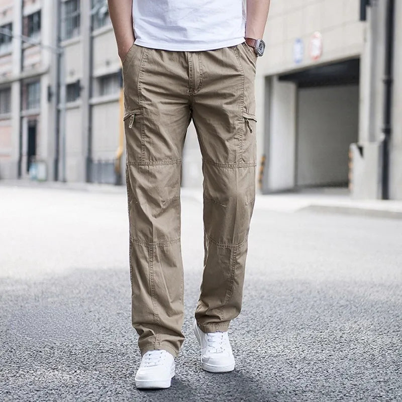Men’s Cargo Pants with Elastic Waist and Utility Pockets