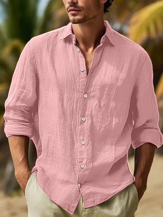 Men's Relaxed Long Sleeve Button-Down Shirt