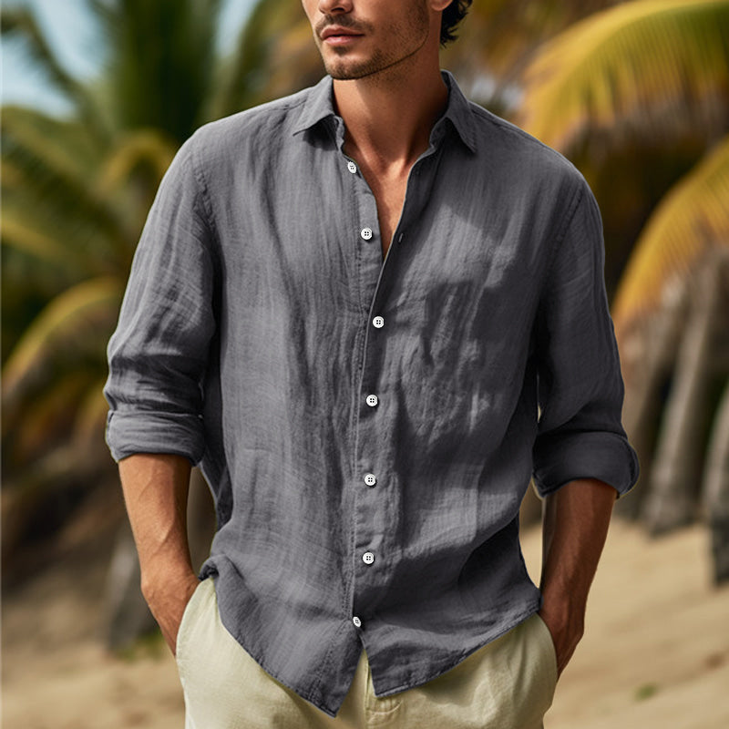 Men's Relaxed Long Sleeve Button-Down Shirt