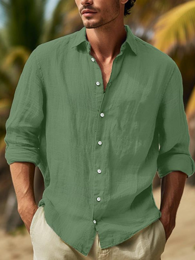 Men's Relaxed Long Sleeve Button-Down Shirt