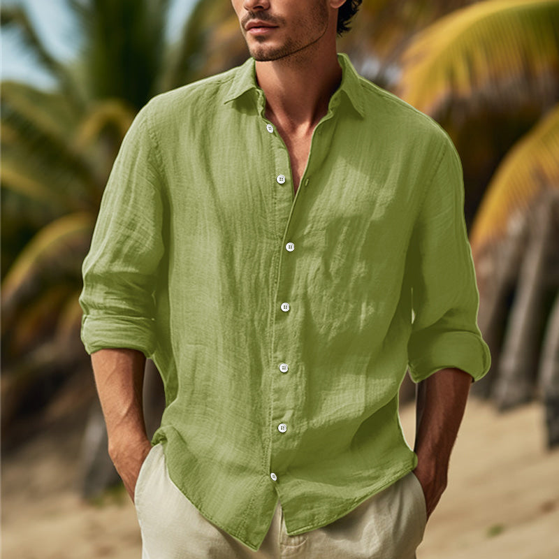 Men's Relaxed Long Sleeve Button-Down Shirt