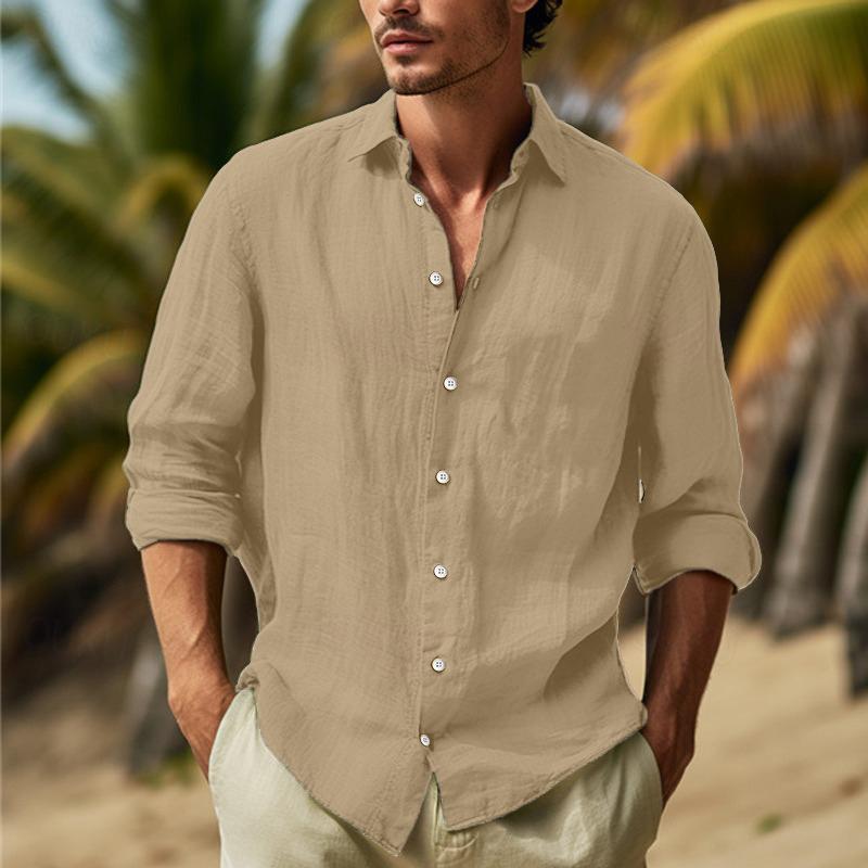 Men's Relaxed Long Sleeve Button-Down Shirt