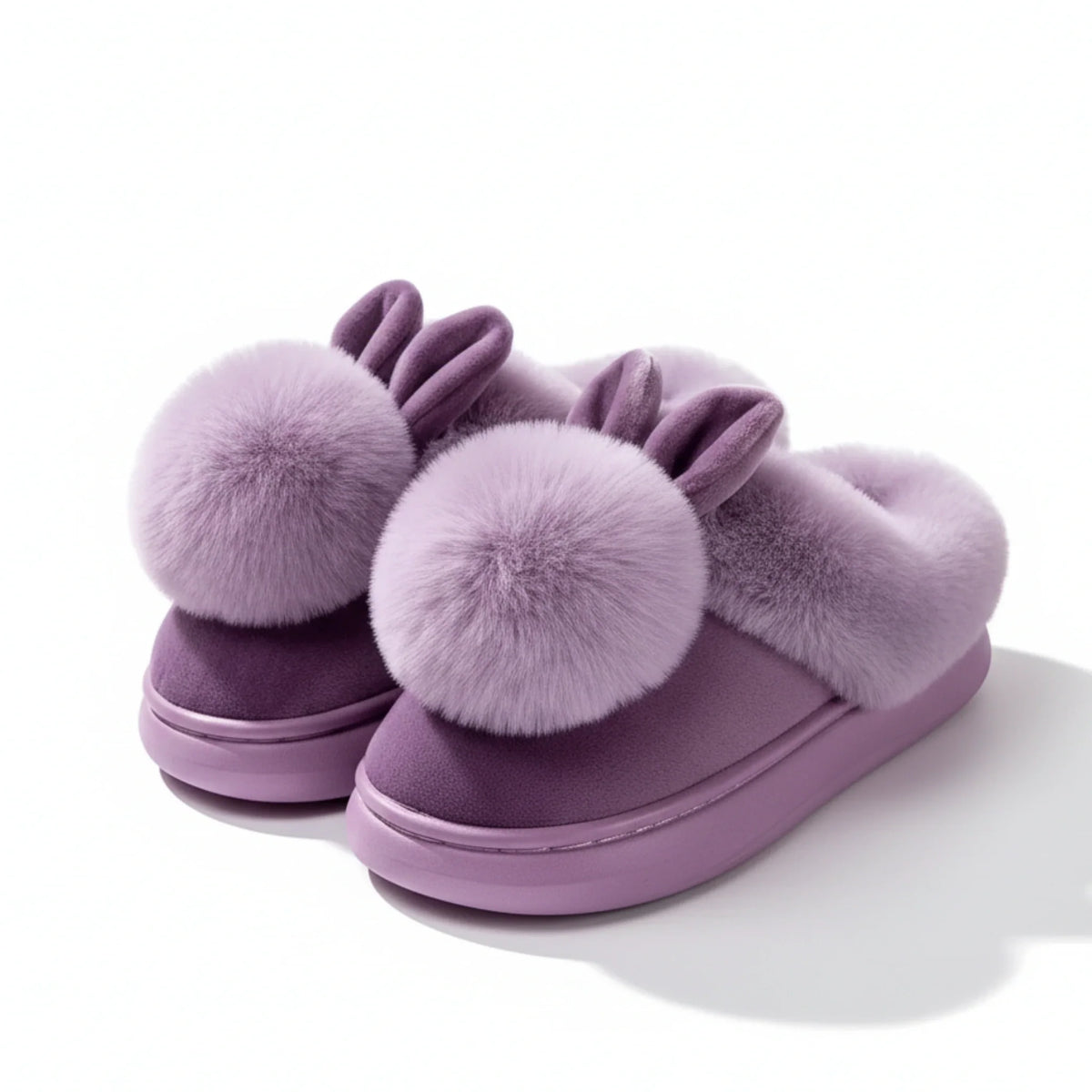 Women's Plush Bunny Slippers with Open or Closed Heel
