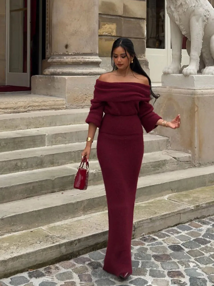 Serena – Women’s Knitted Maxi Summer Dress, One-Shoulder Elegant Fit