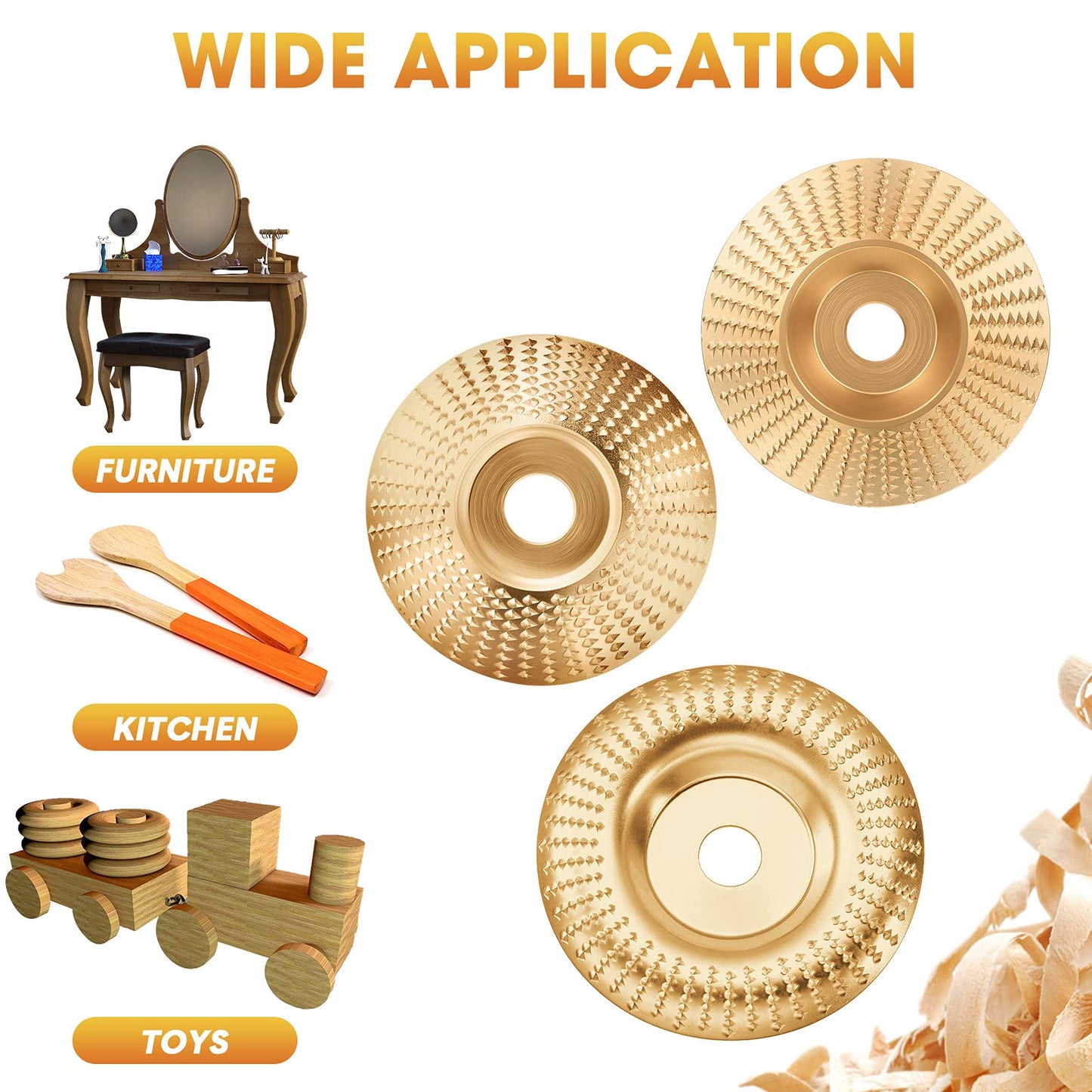 3pc Tungsten Carbide Grinding Disc - 4 inch Wood Carving Wheel