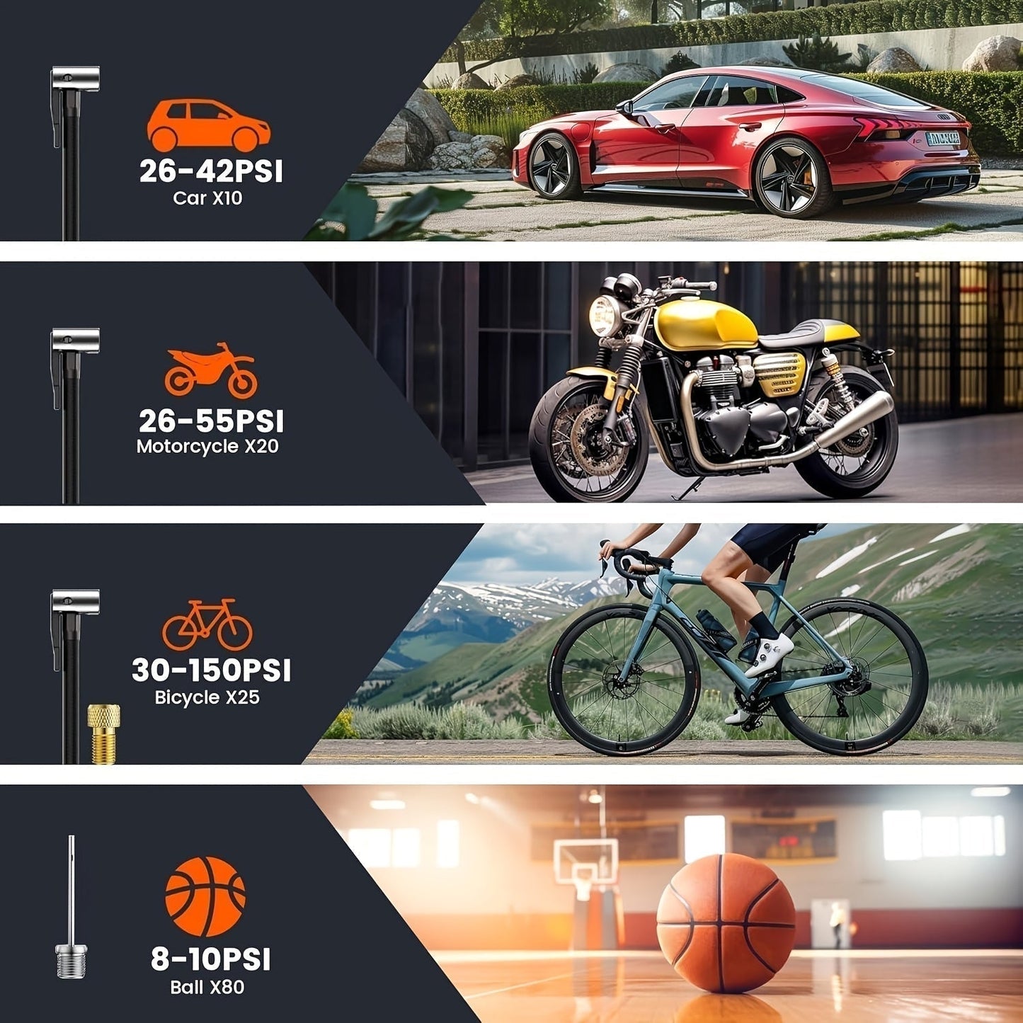 Portable Air Compressor with LCD Display & LED Light