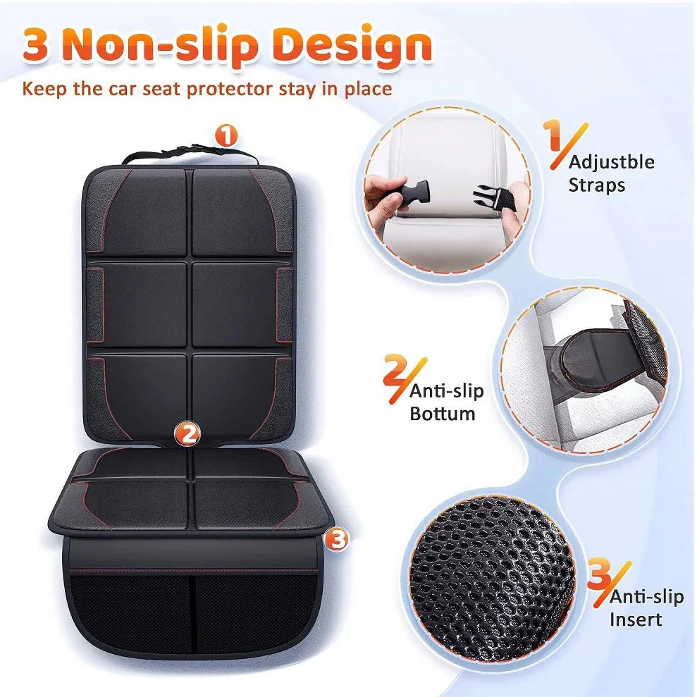 Car Seat Protector – Thick Padded Cover with Storage Pockets