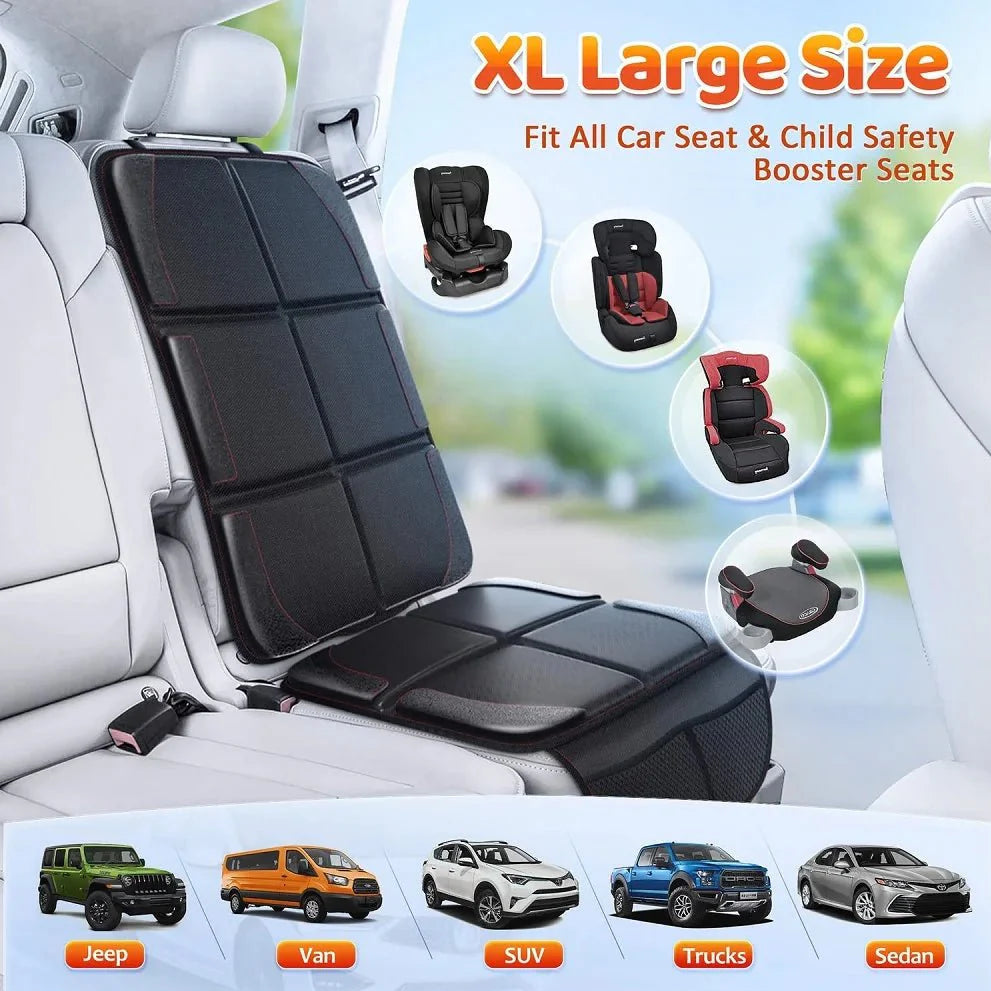 Car Seat Protector – Thick Padded Cover with Storage Pockets