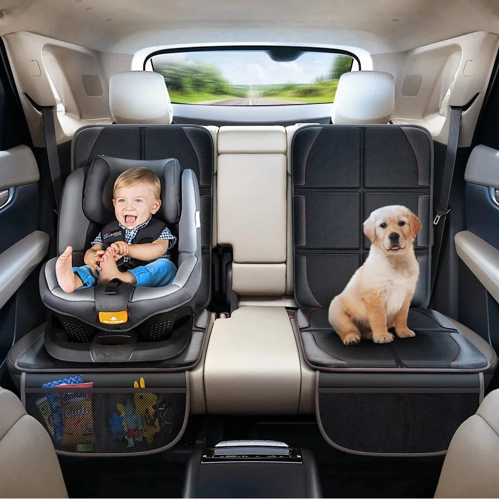 Car Seat Protector – Thick Padded Cover with Storage Pockets