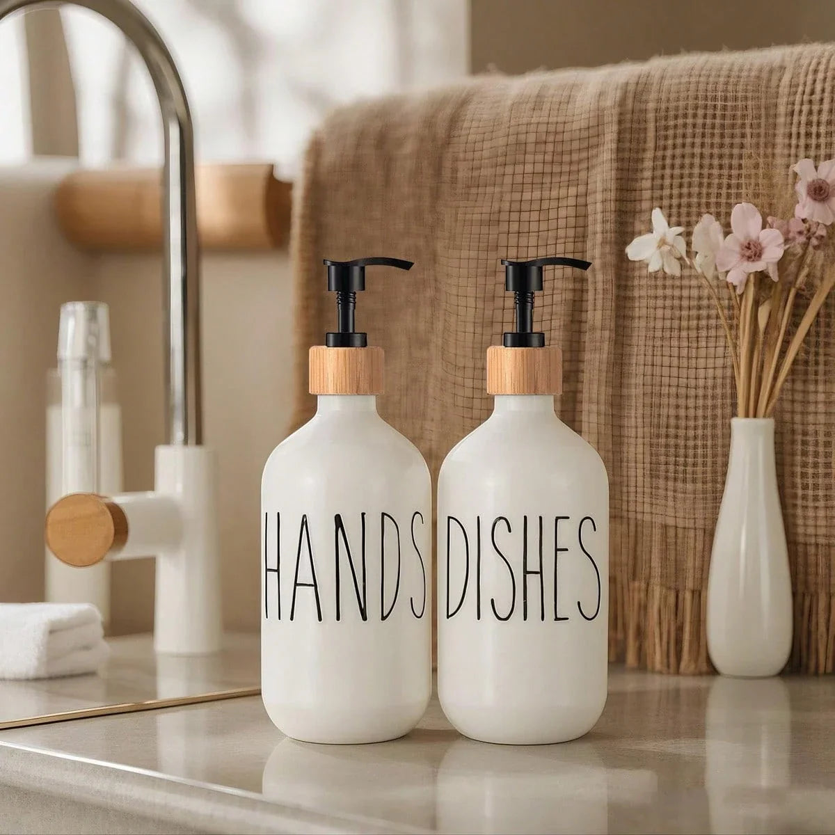 Hands & Dishes Soap Dispenser Set with Tray