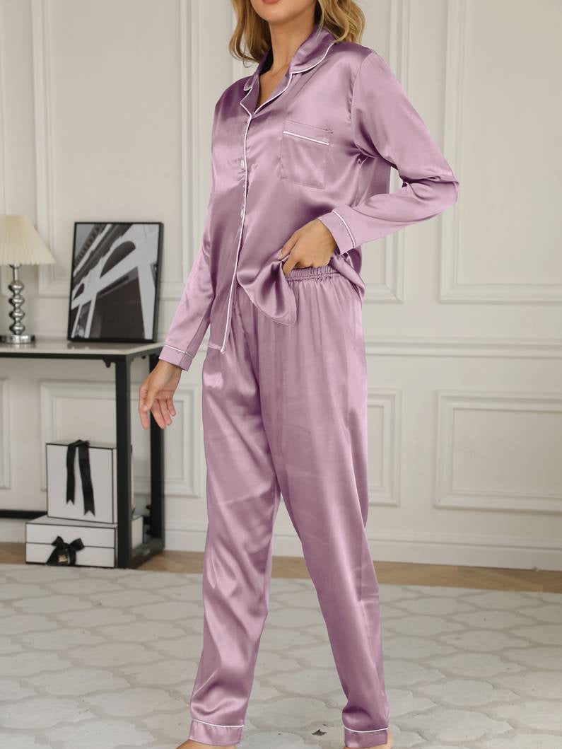 Women’s Satin Pajama Set – Luxury 2-Piece Sleepwear