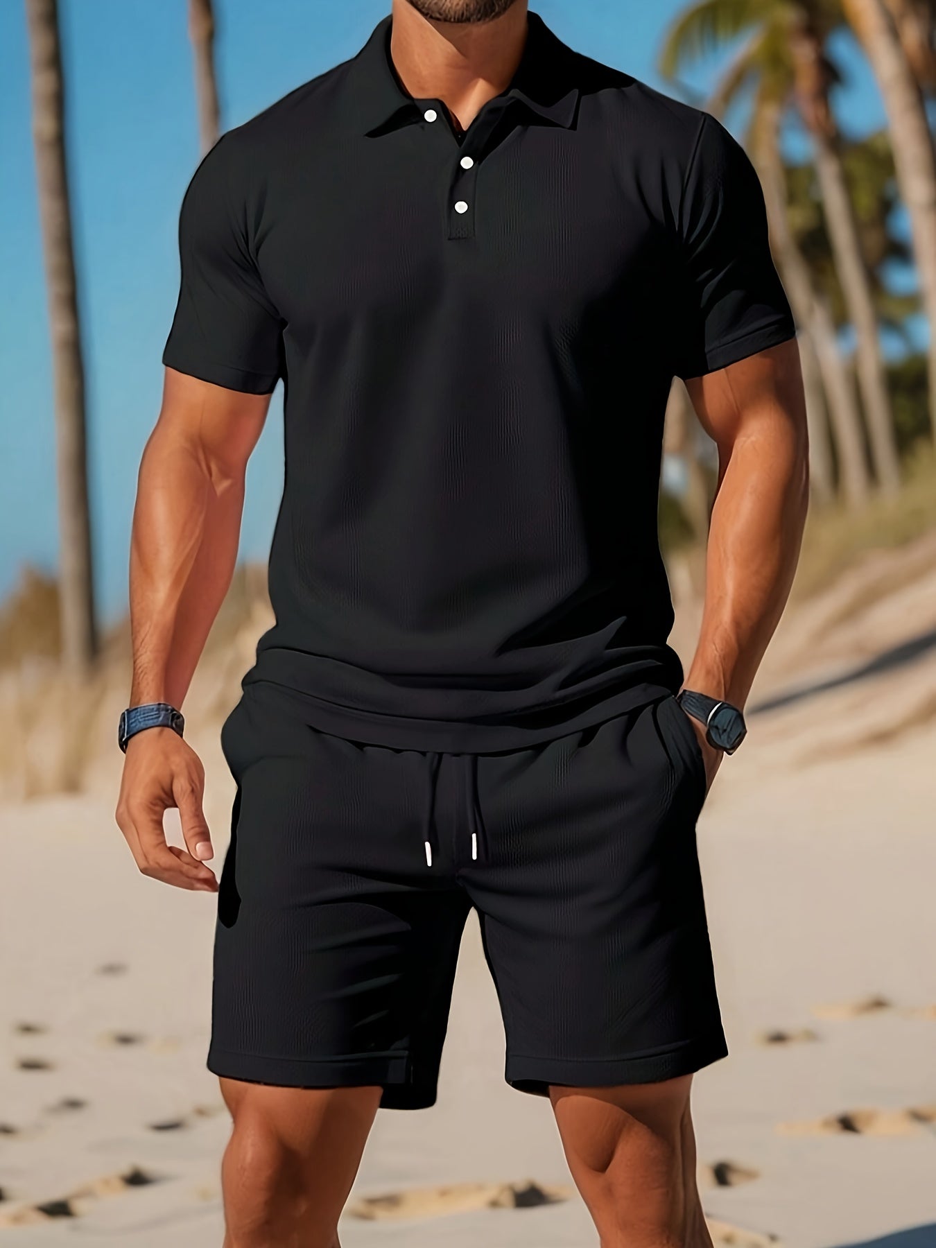 Men’s Polo Shirt & Shorts Summer Set