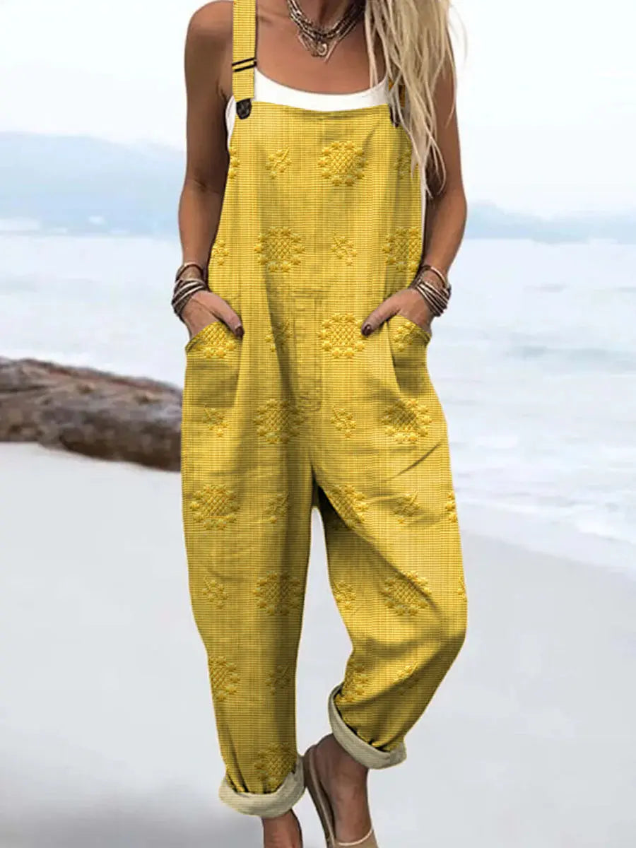Women's Woven Floral Jumpsuit - Relaxed Wide Leg Summer Romper