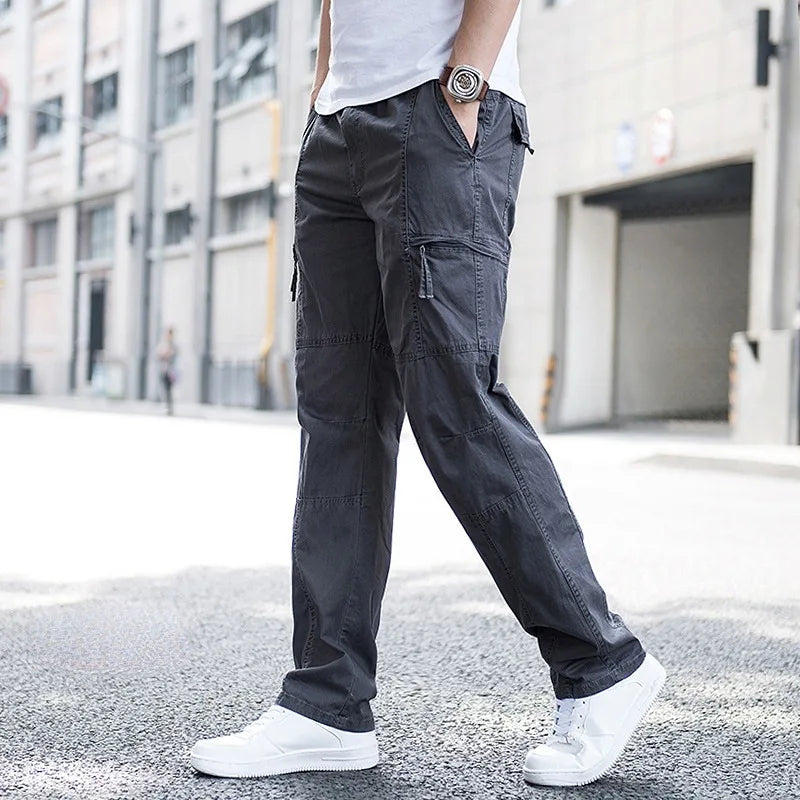 Men’s Cargo Pants with Elastic Waist and Utility Pockets