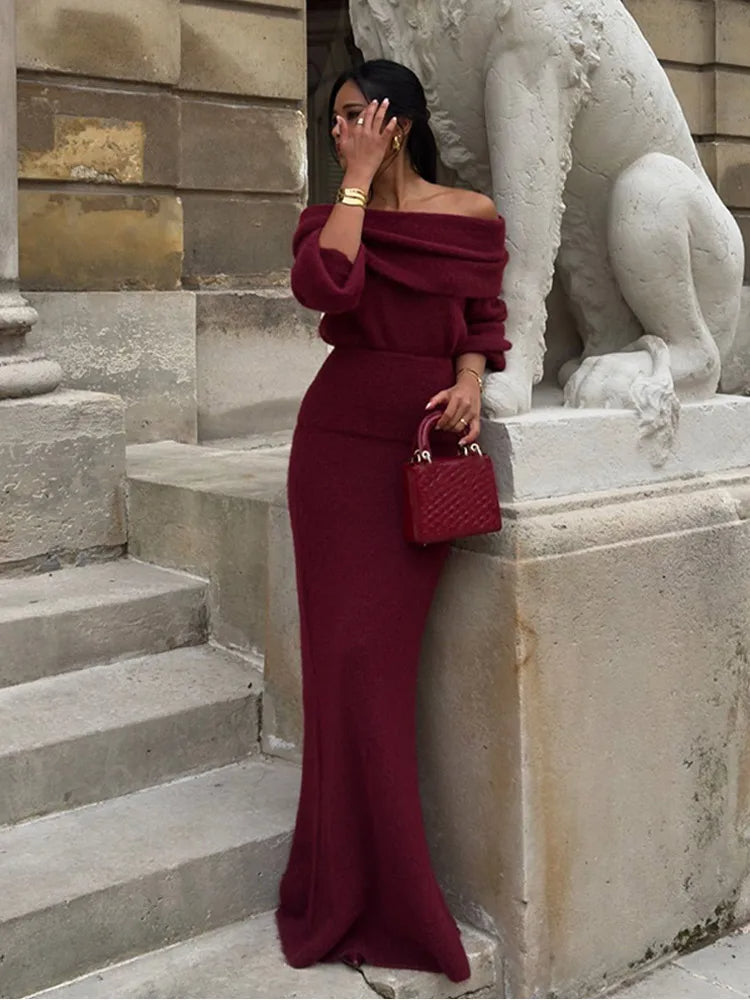 Serena – Women’s Knitted Maxi Summer Dress, One-Shoulder Elegant Fit