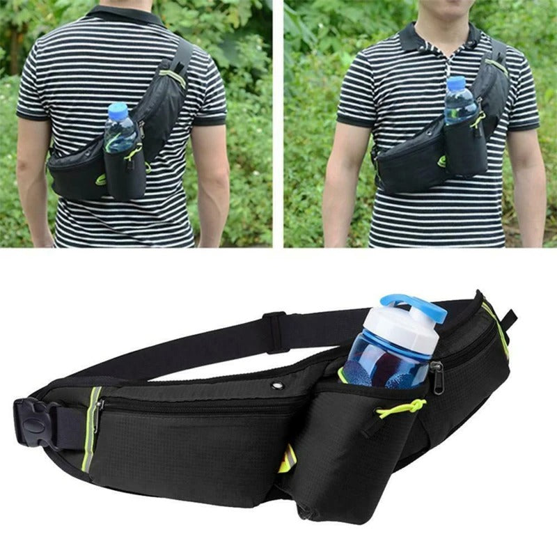 Waterproof Running Belt with Bottle Holder - No Bounce Waist Pack