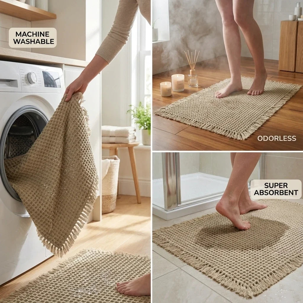 Quick-Dry Waffle Weave Bath Mat