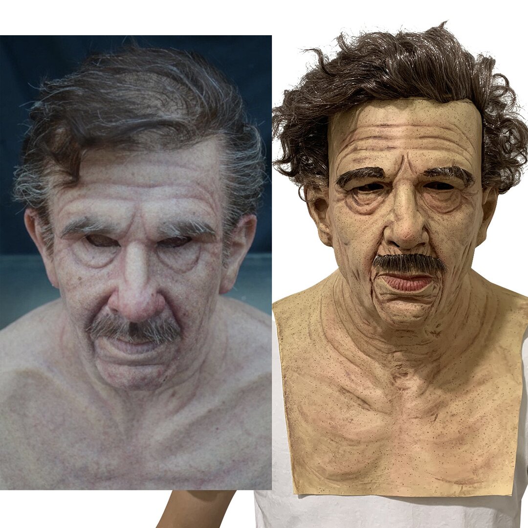 Realistic Old Man Halloween Mask - Movable Mouth Horror Latex Hood