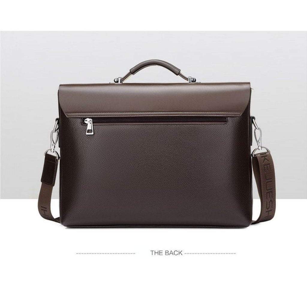 Mens Leather Briefcase - Slim Laptop Shoulder Bag Business Attache