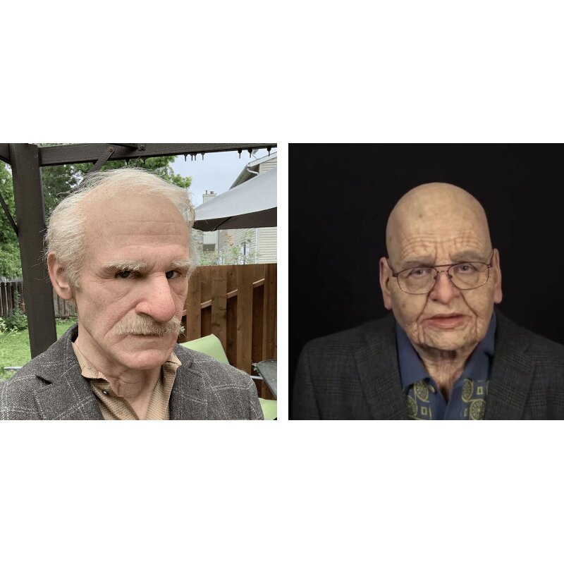 Realistic Old Man Halloween Mask - Movable Mouth Horror Latex Hood