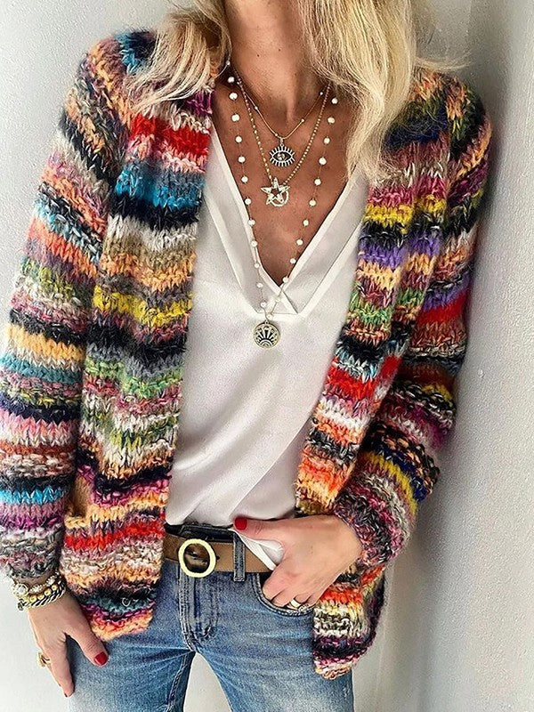 Women's Colorful Open-Front Knit Cardigan