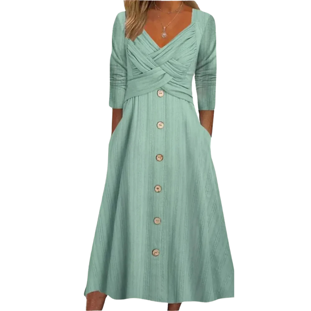 Women's Flattering A-Line Midi Dress with Pockets