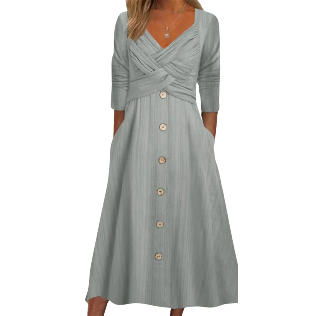 Women's Flattering A-Line Midi Dress with Pockets