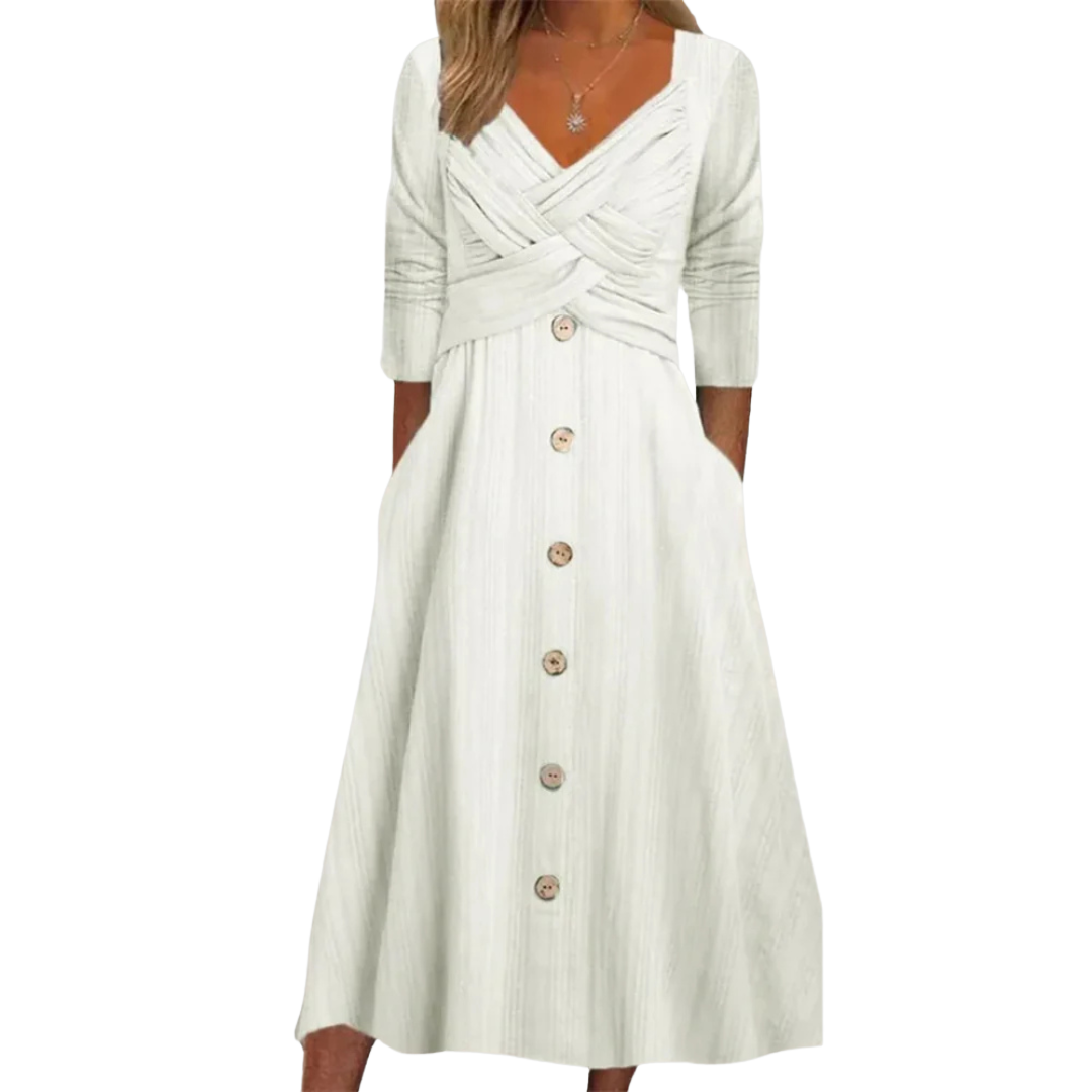 Women's Flattering A-Line Midi Dress with Pockets
