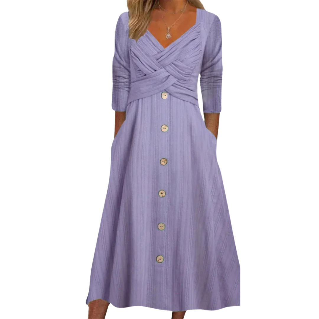 Women's Flattering A-Line Midi Dress with Pockets
