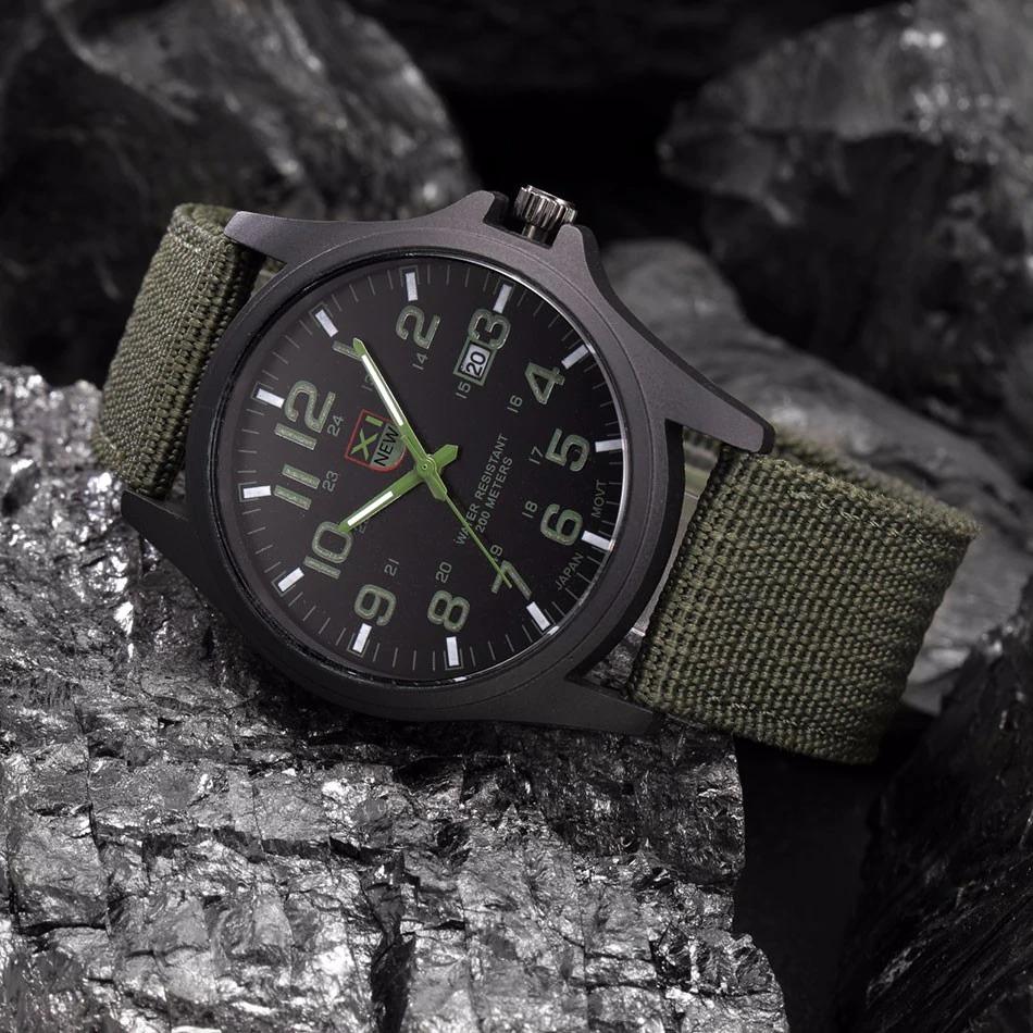 Tactical-Style Wristwatch - Luminous Hands, Stopwatch & Date