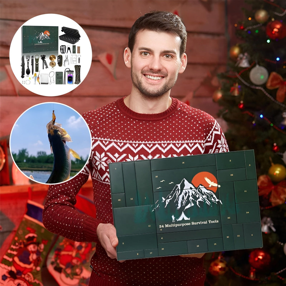 Mens Outdoor Survival Gear Advent Calendar 24 Day Camping Tool Gift