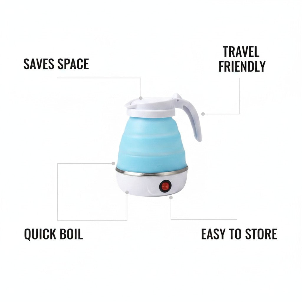 Collapsible Electric Travel Kettle - Silicone, 3 Colors
