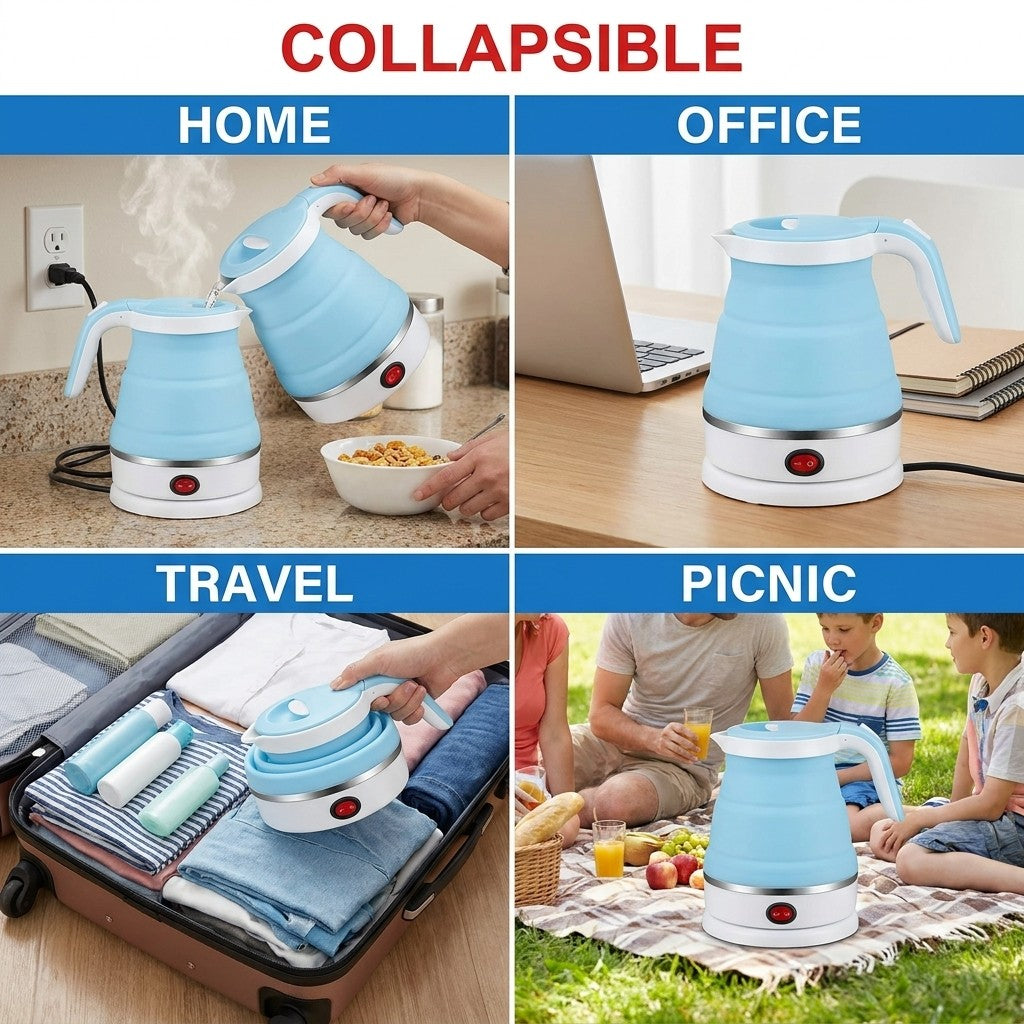 Collapsible Electric Travel Kettle - Silicone, 3 Colors