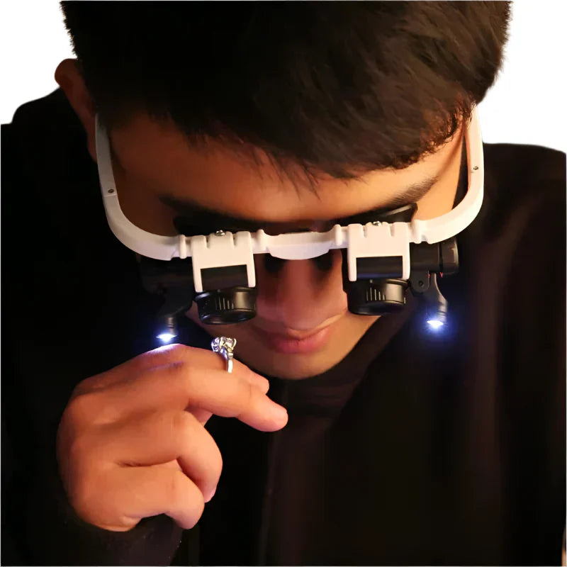 LED Magnifying Glasses Headset - 8x 15x 23x Jeweler Watch Repair