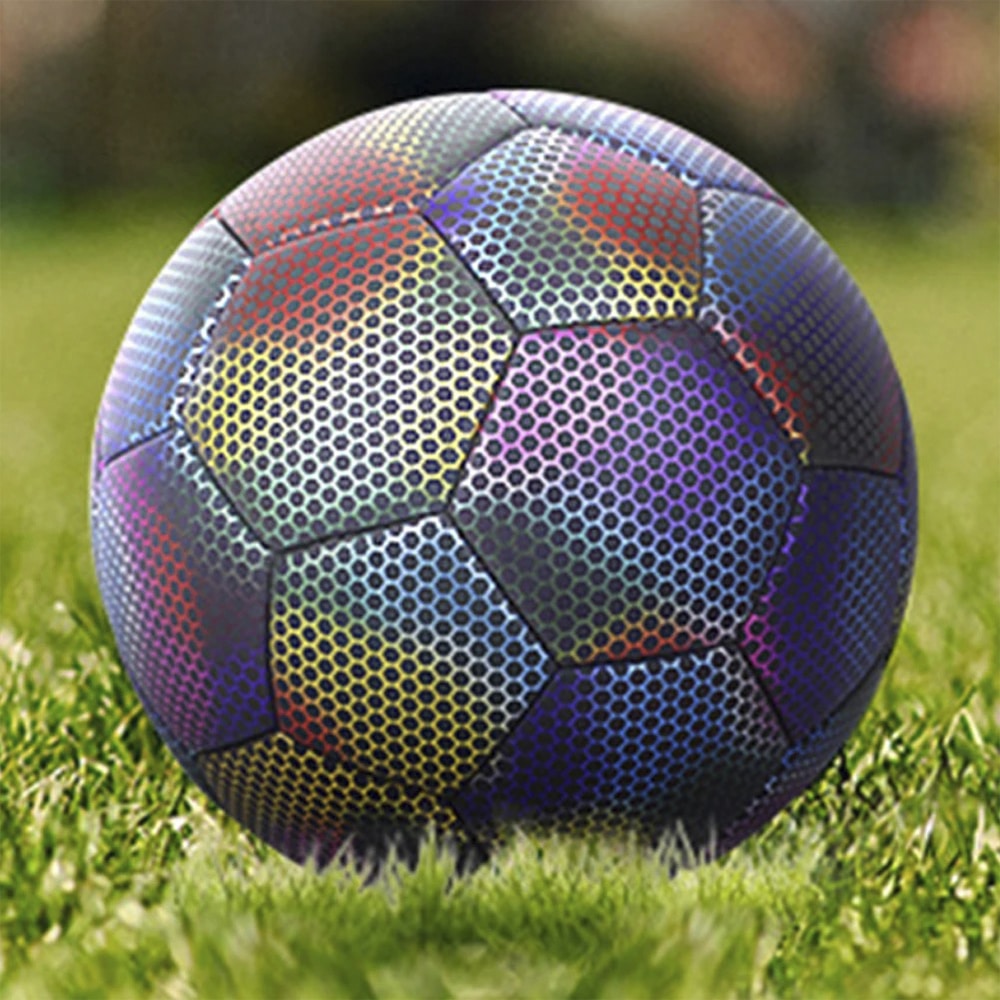 Glow Reflective Soccer Ball - Holographic Night Training Size 4 5