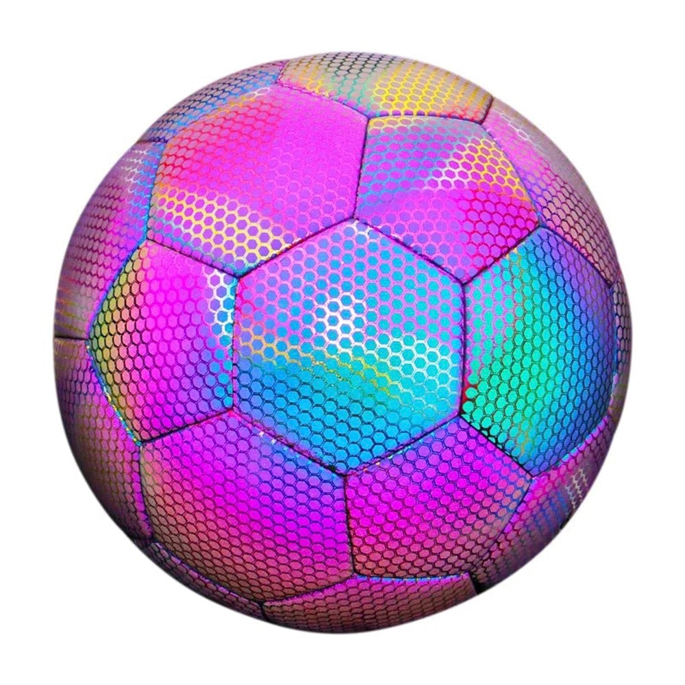 Glow Reflective Soccer Ball - Holographic Night Training Size 4 5