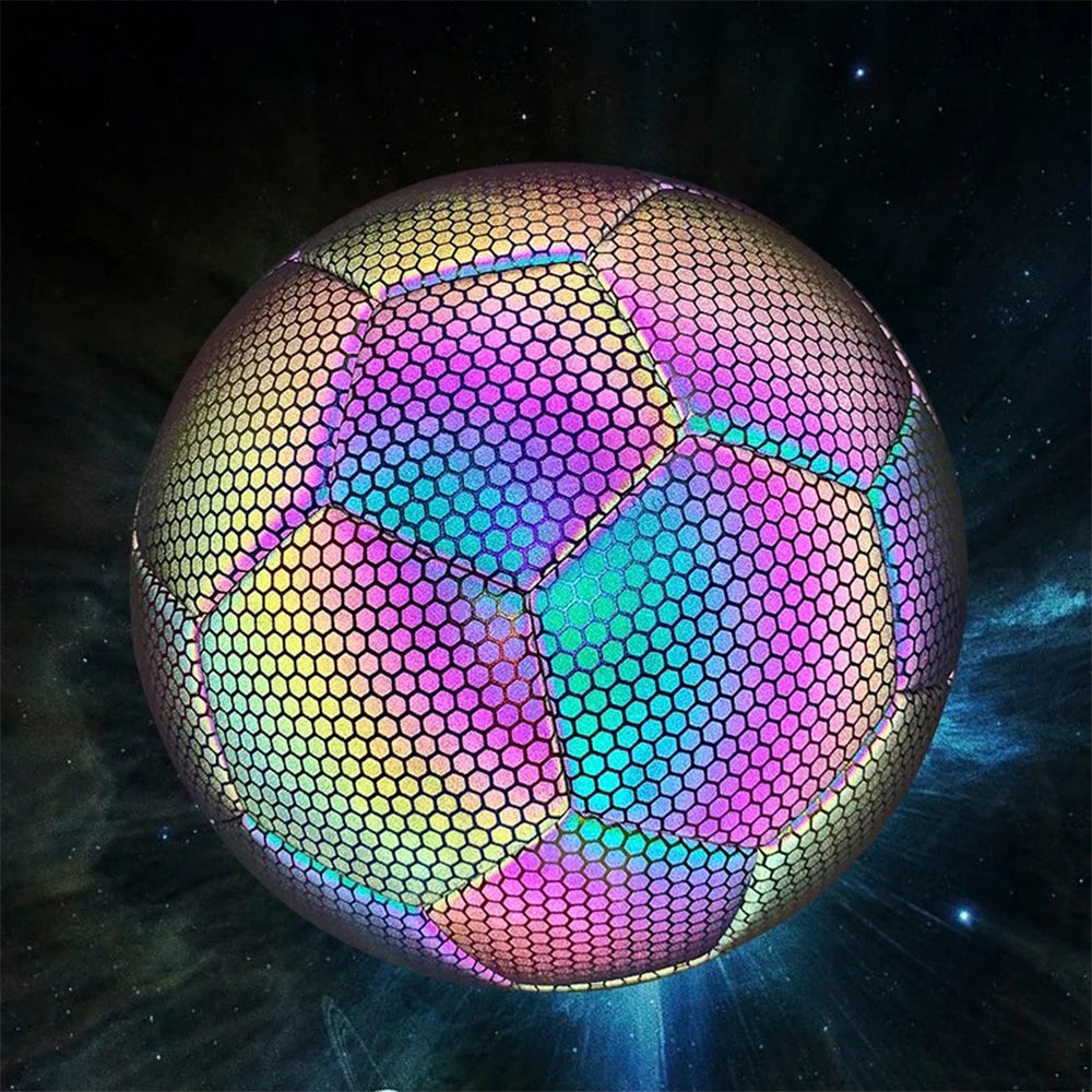 Glow Reflective Soccer Ball - Holographic Night Training Size 4 5