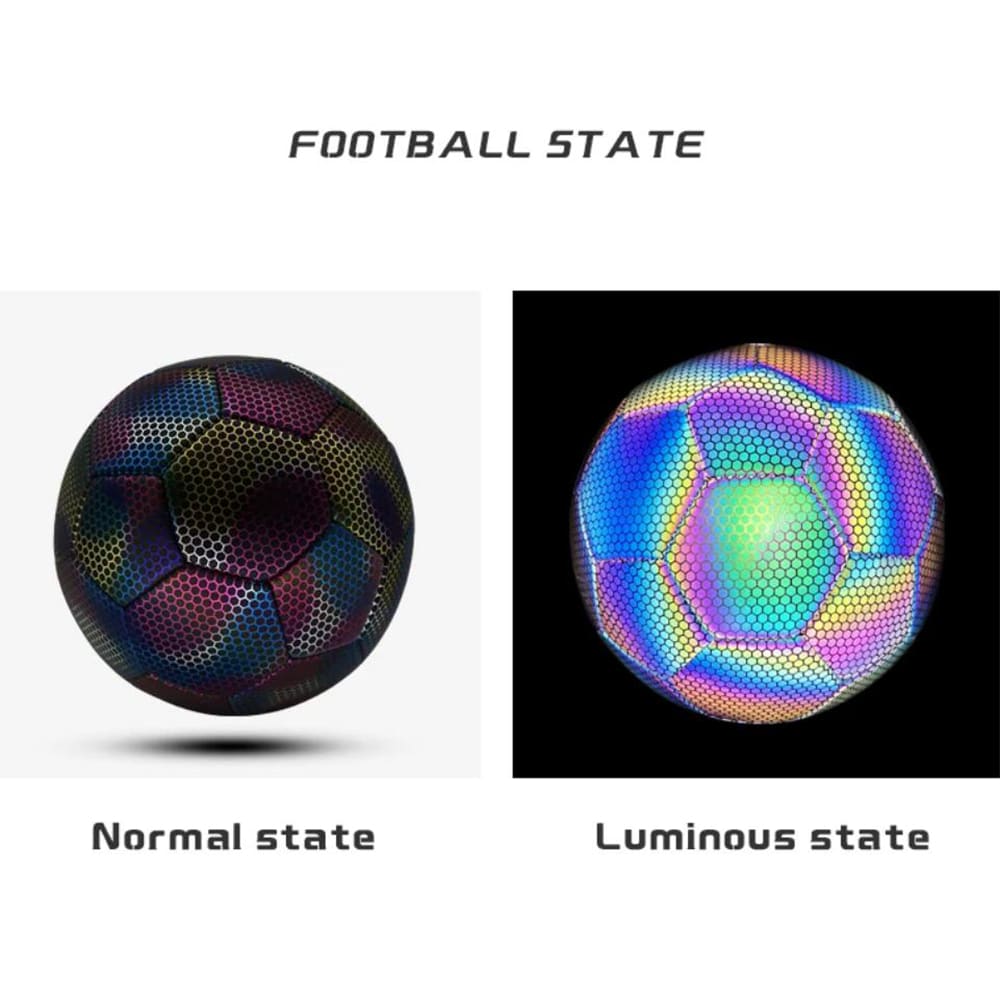 Glow Reflective Soccer Ball - Holographic Night Training Size 4 5