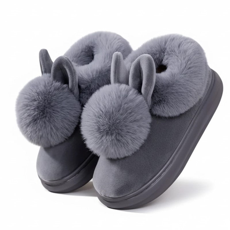 Women's Plush Bunny Slippers with Open or Closed Heel