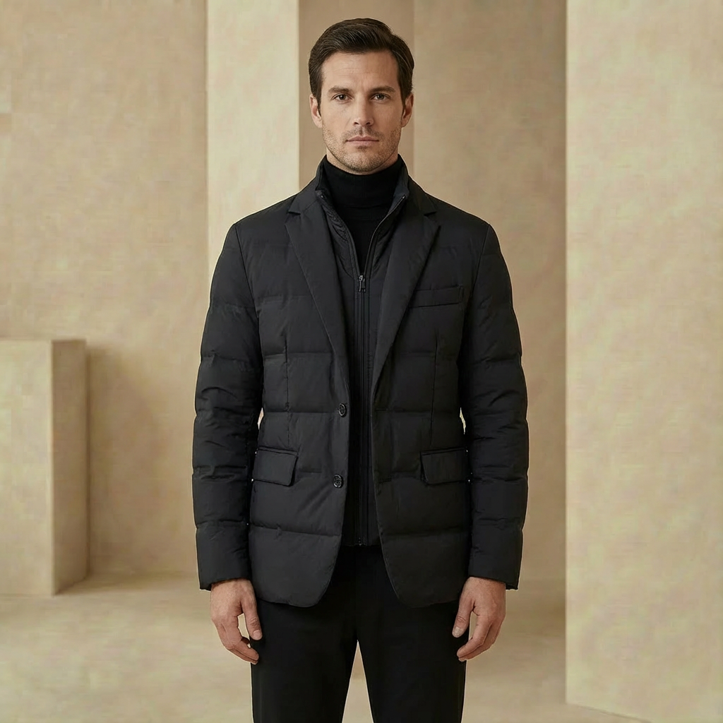 Men's Insulated Puffer Jacket - Water-Resistant Zip-Up Winter Coat