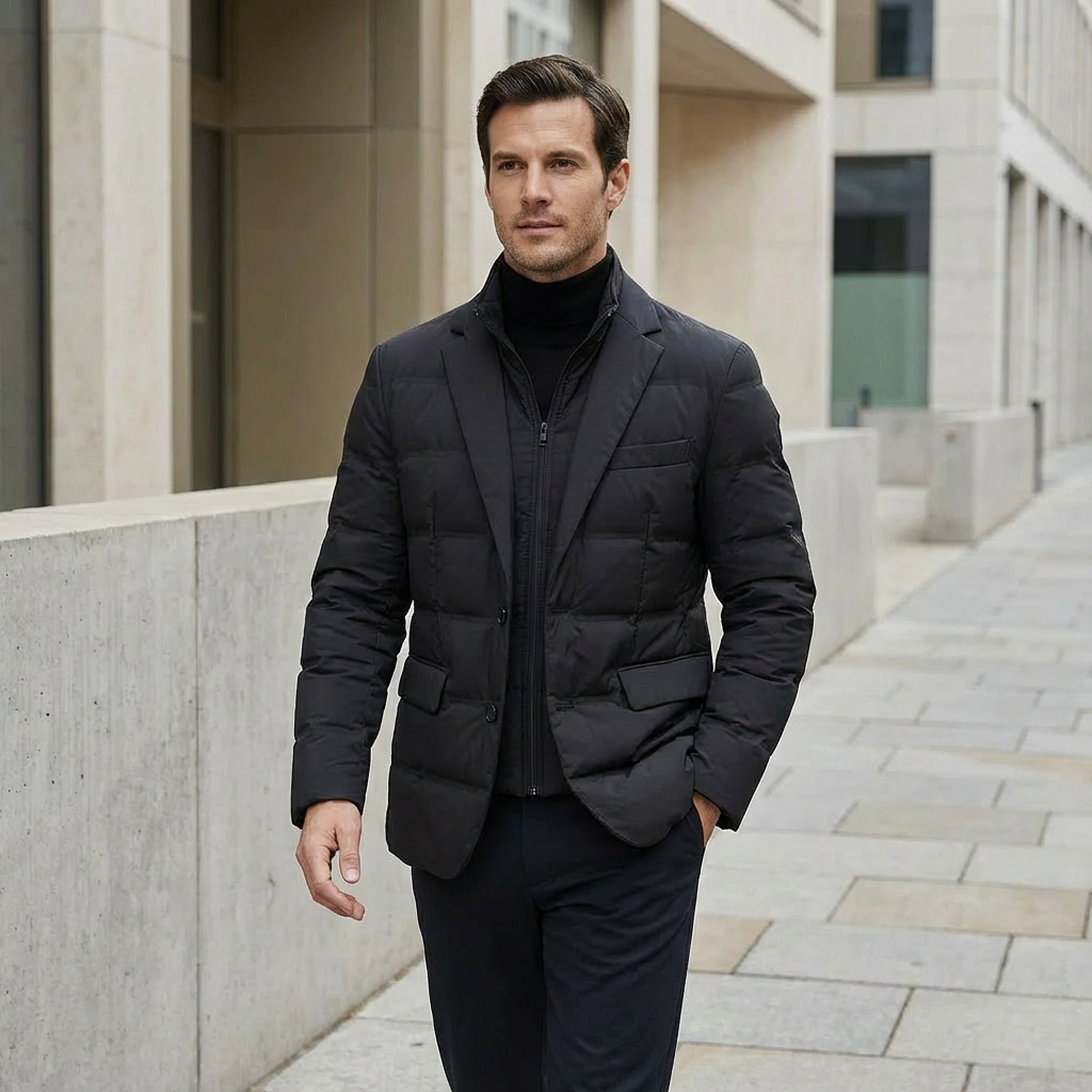 Men's Insulated Puffer Jacket - Water-Resistant Zip-Up Winter Coat